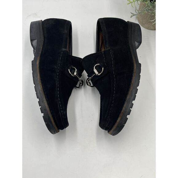 Gucci Women 1955 Horsebit Accent Black Suede Lugged Sole Loafers Size: 5D - Picture 10 of 16
